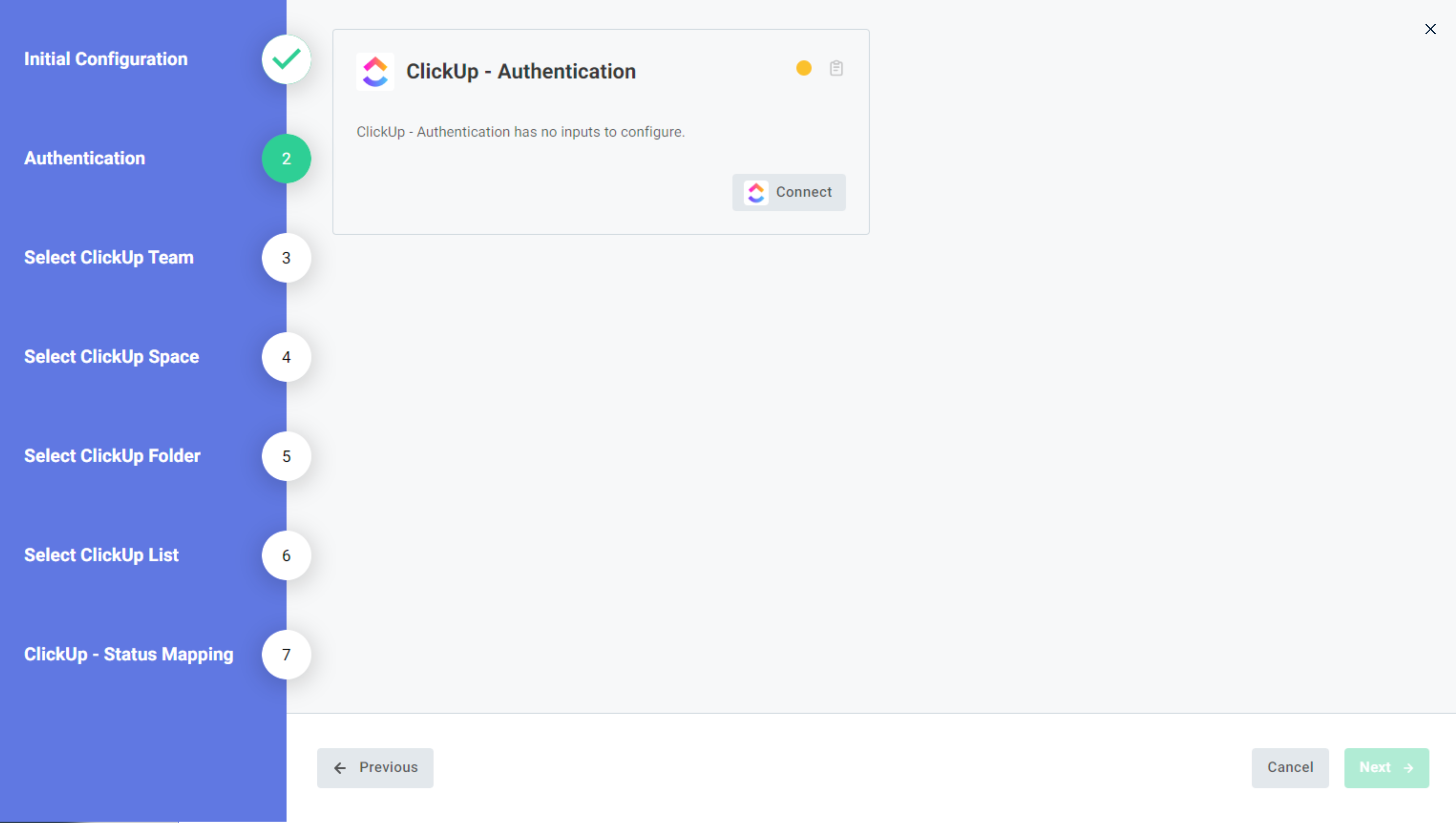 Screenshot of Clickup Authentication