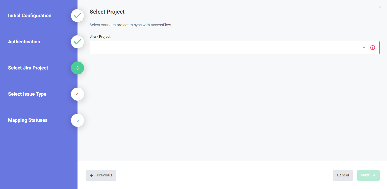 Screenshot of select Jira project