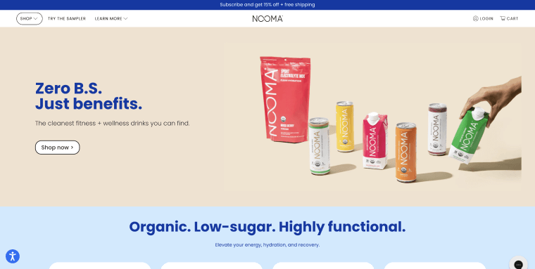 Screenshot of Nooma's homepage.