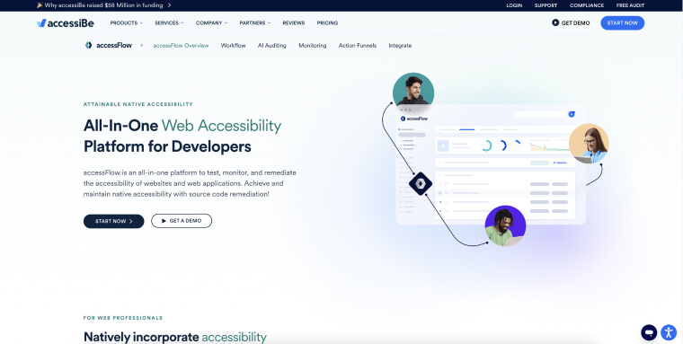 Screenshot of accessFlow's landing page.