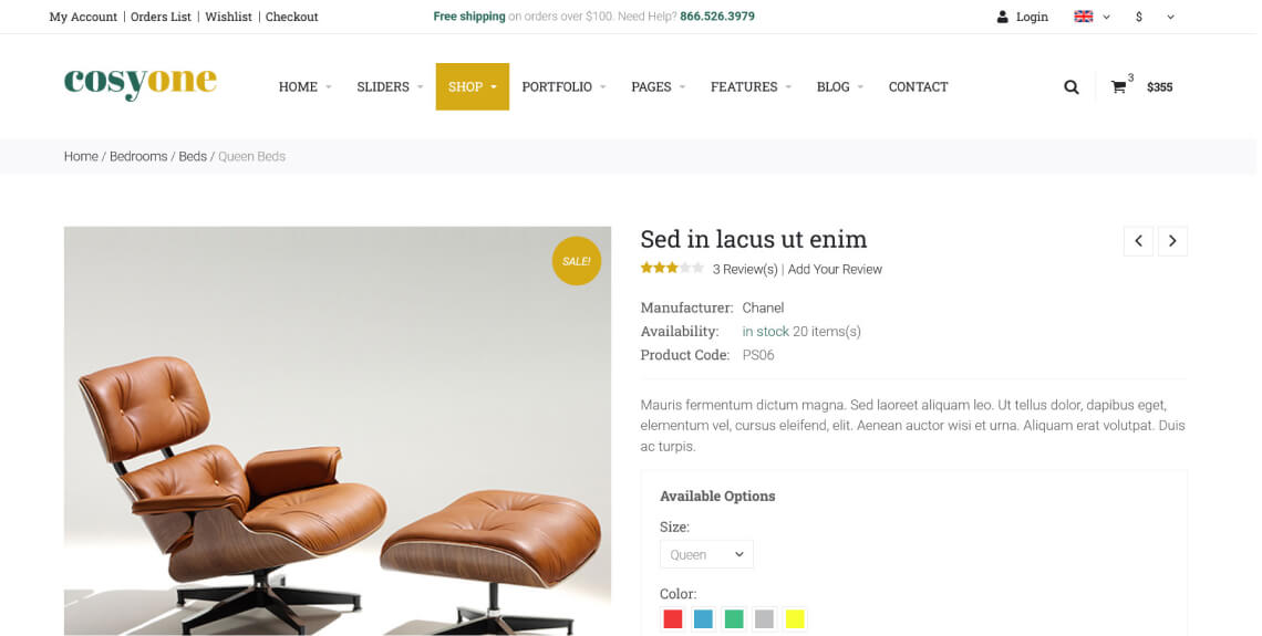 Screenshot of the CosyOne WooCommerce theme.