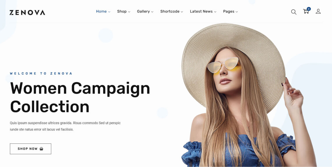 Screenshot of the Zenova WooCommerce theme.